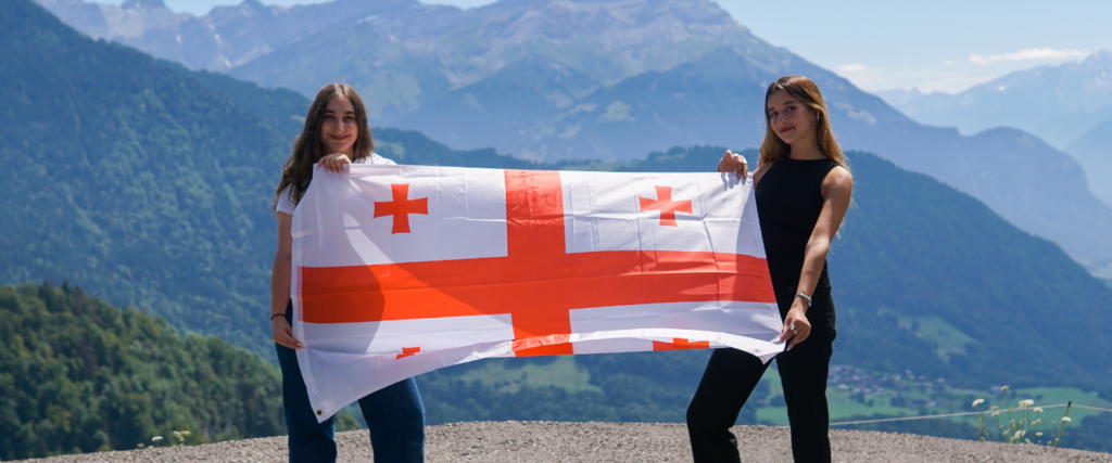 A group of Georgian high school students who earned an ASSIST scholarship to study abroad in the United States of America at an Independent, Private school