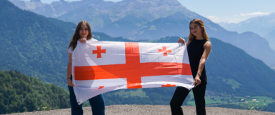 A group of Georgian high school students who earned an ASSIST scholarship to study abroad in the United States of America at an Independent, Private school