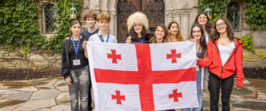 A group of Georgian high school students who earned an ASSIST scholarship to study abroad in the United States of America at an Independent, Private school