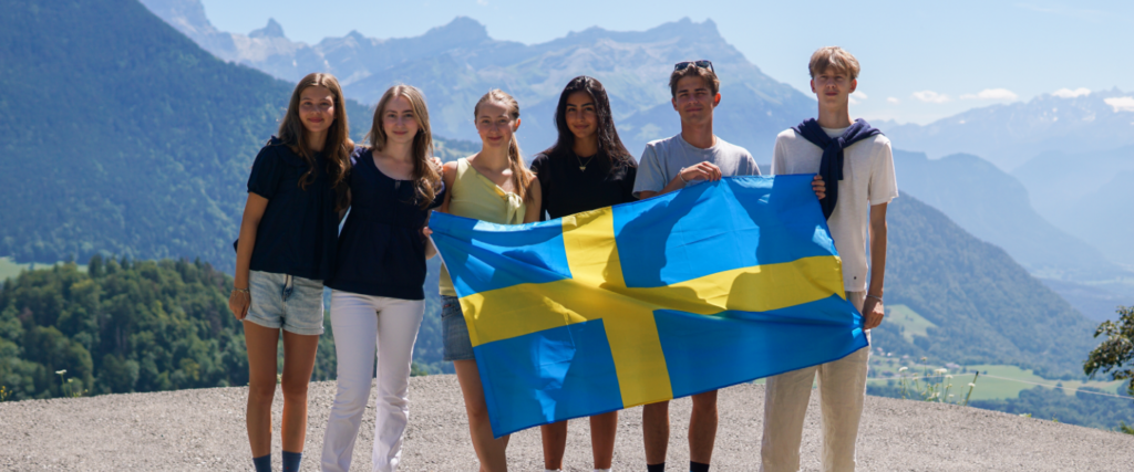 A photo of international high school students from Sweden during orientation at a private school