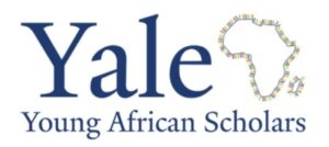 Yale Young African Scholars logo, dark blue with outline of african contintent